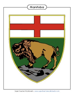 Manitoba Escutcheon (Full Colour) Canada Worksheet