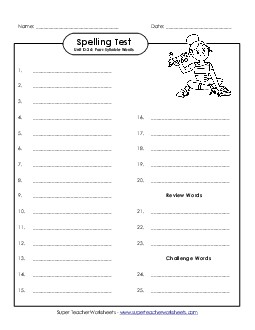 Spelling Test (D-24) Free Spelling D Worksheet