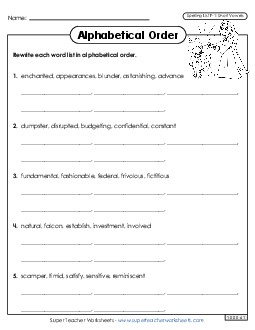 Alphabetical Order Worksheet (F-1)  Free Spelling F Worksheet