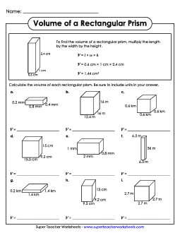 Volume of Rectangular Prisms (with Example) - Advanced Free Worksheet