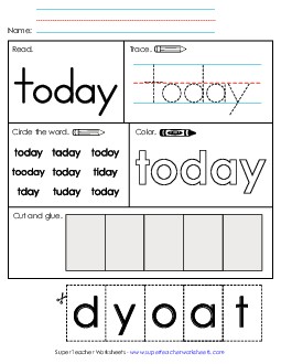 Worksheet 2: Today Free Sight Words Individual Worksheet