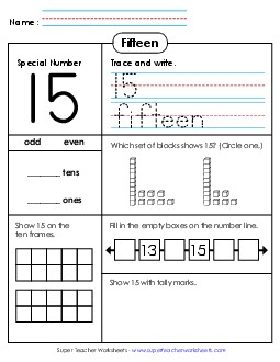 Special Number: 15 Counting Worksheet