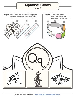 Letter Q - Crown Alphabet Worksheet