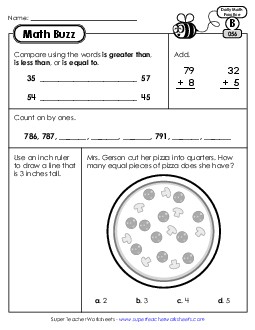 Math Buzz: Week 12 Worksheets 56 through 60 Daily Math Review Worksheet