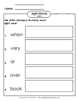 Letter Stampers (Unit 21)  Sight Words Worksheet