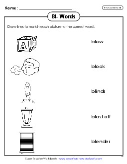 Matching Worksheet Phonics Blends Worksheet