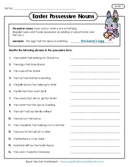 Easter Possessive Nouns (Level 1) Worksheet