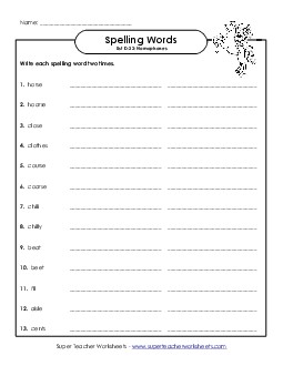 Write Twice (D-22) Spelling D Worksheet