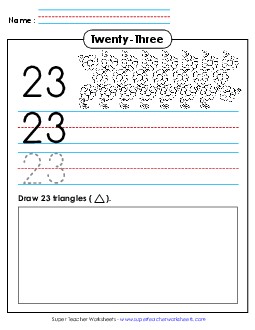 Trace, Print, Draw: 23 Counting Worksheet