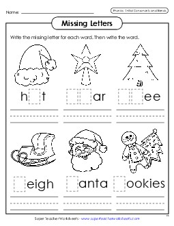 Missing Letters Christmas Worksheet