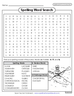 Word Search (F-6) Spelling F Worksheet