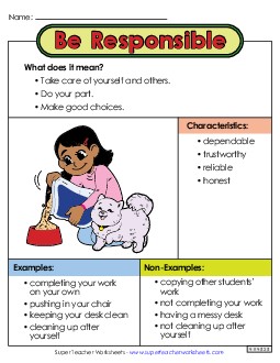 Be Responsible Anchor Chart Teachingtools Worksheet