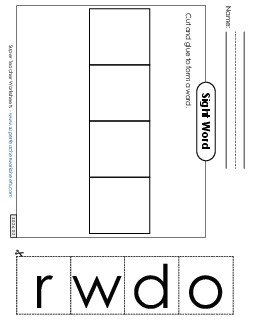 Large Cut-and-Glue: Word Free Sight Words Individual Worksheet