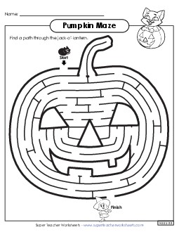 Pumpkin Maze (Intermediate) Halloween Worksheet