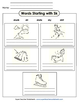 Writing Words that Start with SK Phonics Blends Worksheet