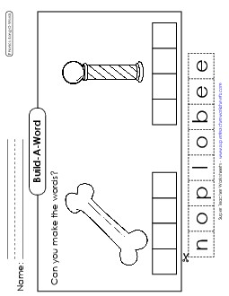 Build-a-Word: Bone & Pole Phonics Long Short O Worksheet