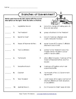 Matching Fun 4th Grade Social Studies Worksheet