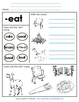 Worksheet 2 (-eat Words) Word Families Worksheet