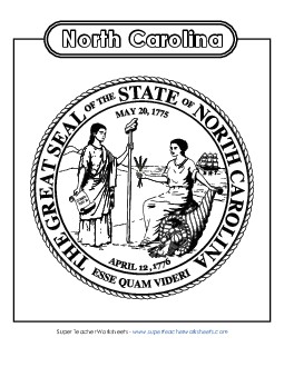 North Carolina State Seal (Black & White) States Individual Worksheet