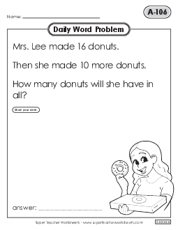 Daily Word Problems  A-106 through A-110 Worksheet