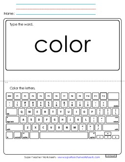 Type the Word: Color Sight Words Individual Worksheet