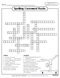 Crossword (F-25) Spelling F Worksheet