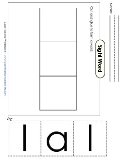 Large Cut-and-Glue: All Sight Words Individual Worksheet