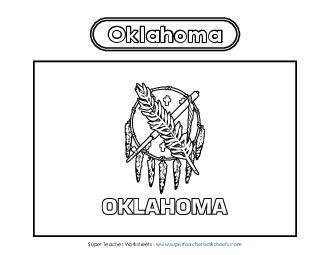 Oklahoma Flag Coloring Page States Individual Worksheet