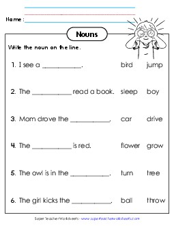 Nouns: Fill in the Blank  Worksheet