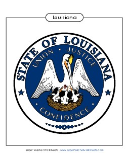 Louisiana State Seal (Full-Color Version) States Individual Worksheet