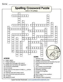 Crossword (D-19) Spelling D Worksheet