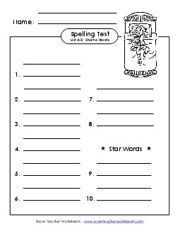 Spelling Test (A-2)  Free Spelling A Worksheet