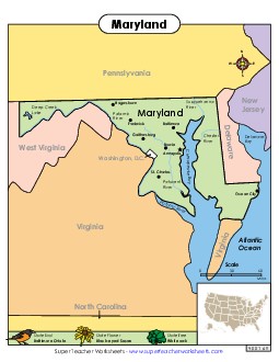 Map of Maryland State Maps Worksheet