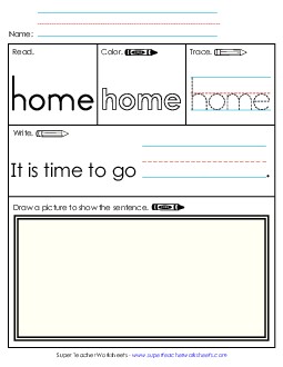 Worksheet 3: Home Free Sight Words Individual Worksheet