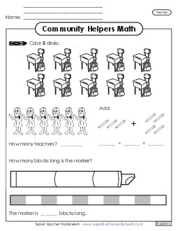 Community Helpers Math: Teacher Worksheet