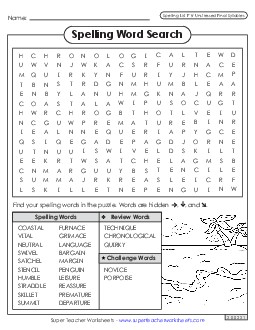 Word Search (F-8) Spelling F Worksheet