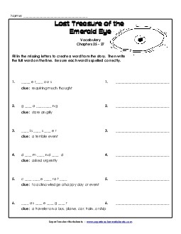 Vocabulary for Chapters 25-27 Book Geronimo Stilton Worksheet