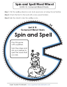 Spin and Spell (B-10) Spelling B Worksheet