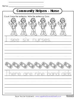 Nurse (Trace & Write) Community Helpers Worksheet