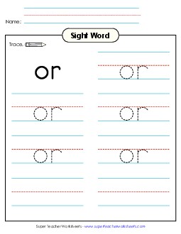 Trace the Word: Or Free Sight Words Individual Worksheet