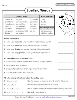 Questions Worksheet (F-7) Spelling F Worksheet