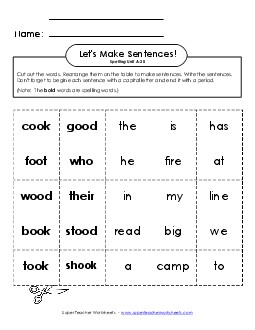 Let\'s Build Sentences (A-20) Spelling A Worksheet