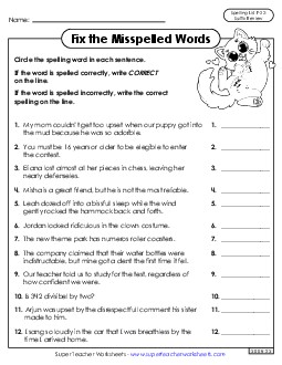 Correct or Incorrect? (F-22)  Spelling F Worksheet