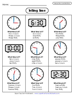 What Time Is It? (Multiple Choice) 1st Grade Math Worksheet