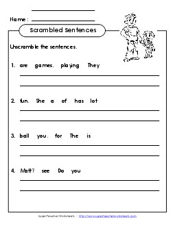 Scrambled Sentences (A-6) Spelling A Worksheet