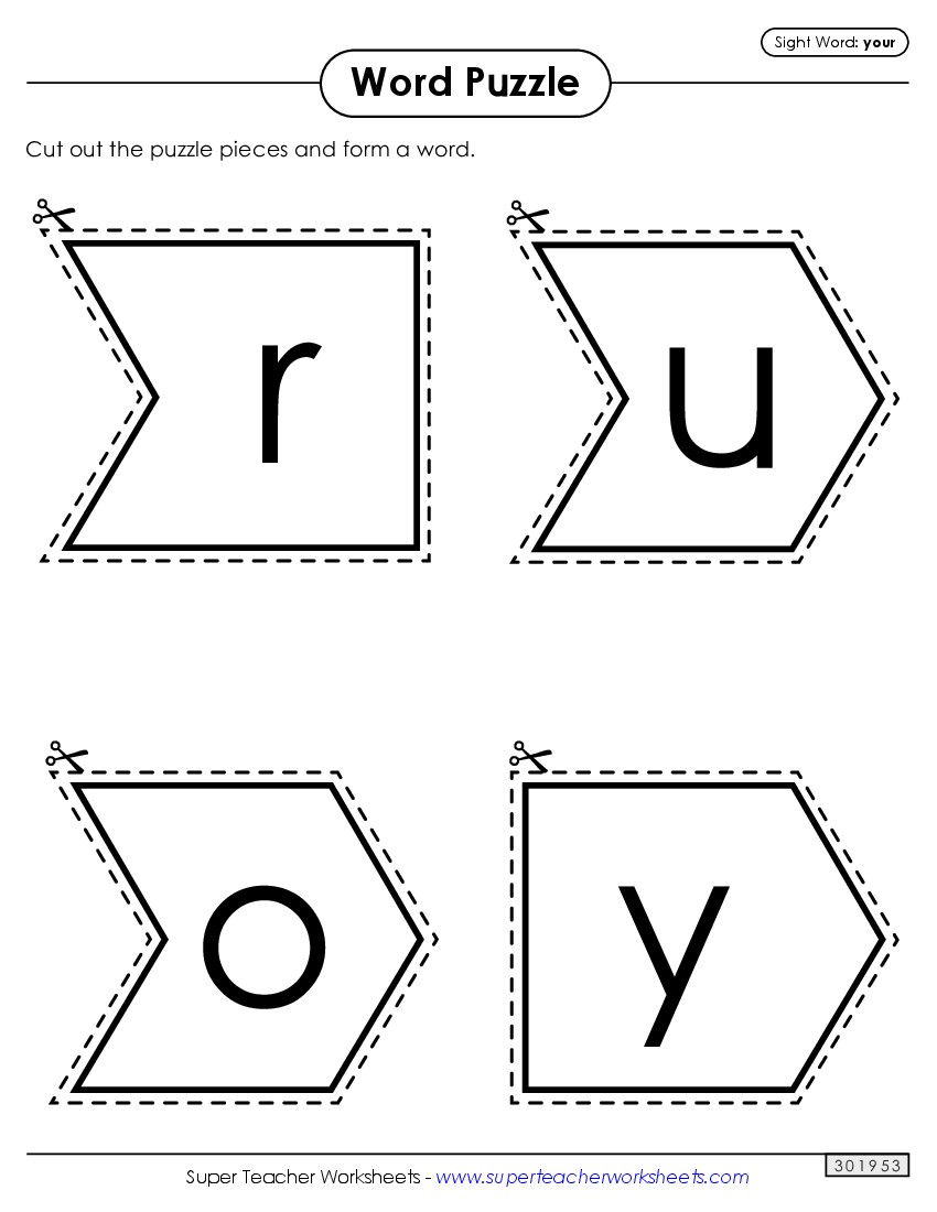 Word Puzzle: Your Sight Words Individual Worksheet