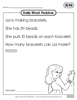 Daily Word Problems  A-96 through A-100 Worksheet