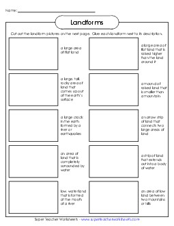 Landform Worksheet: Cut & Glue Free 2nd Grade Science Worksheet