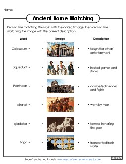 Ancient Rome Matching Vocabulary Worksheet Worksheet