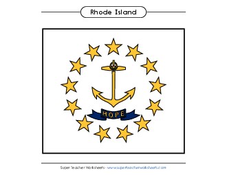 Rhode Island State Flag (Full-Color Version) States Individual Worksheet